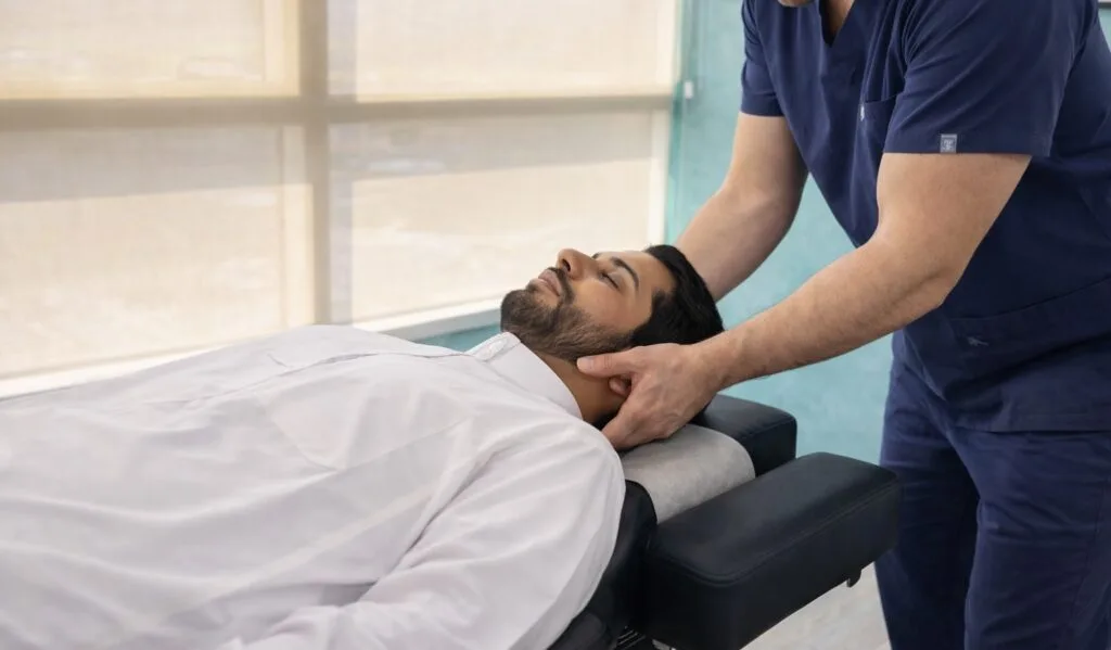 chiro adjust علاج الصداع بتقويم العمود الفقري
