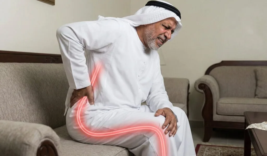 man with sciatica pain