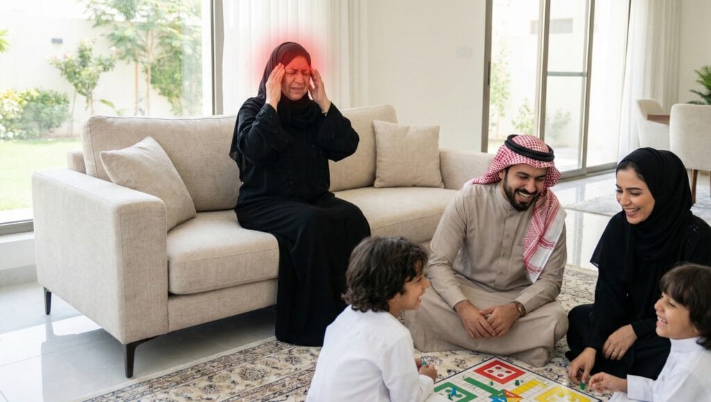 woman with severe headache