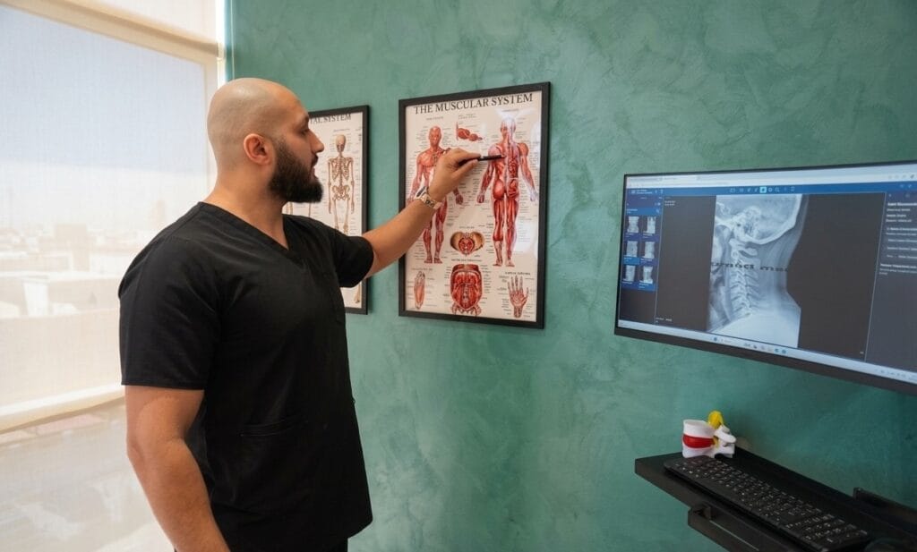 chiropractor explaining anatomy 4