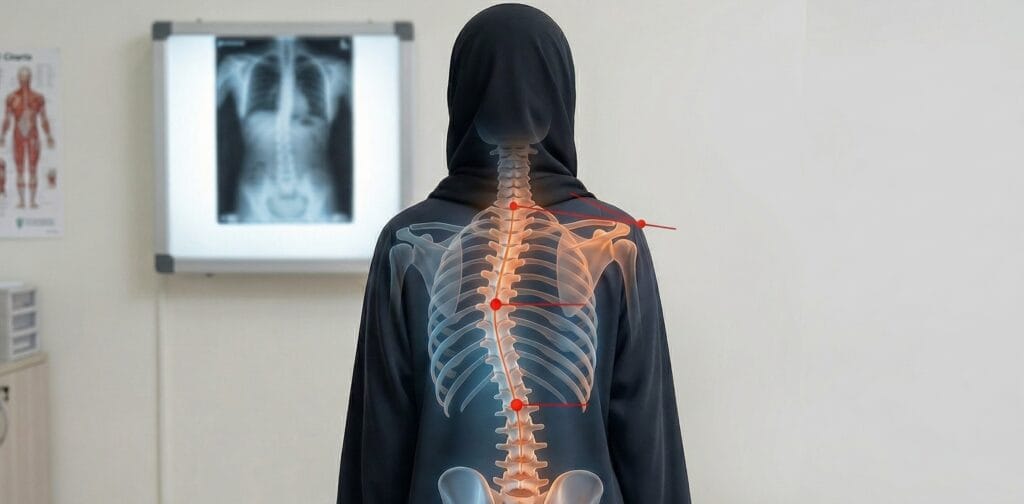 female standing with scoliosis