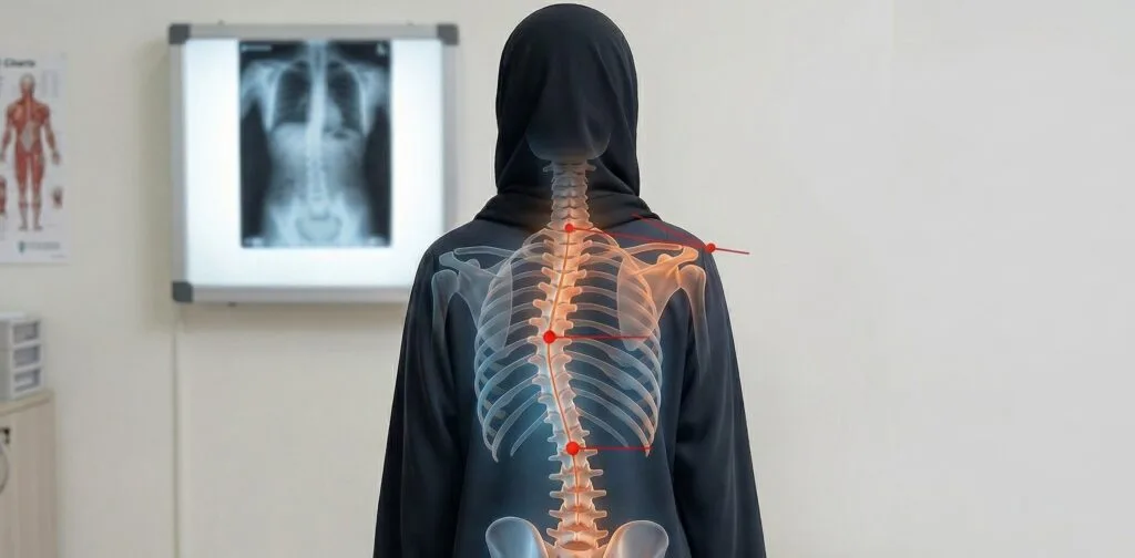 Adult Scoliosis Treatment: Can You Straighten a Curved Spine After Puberty? female standing with scoliosis