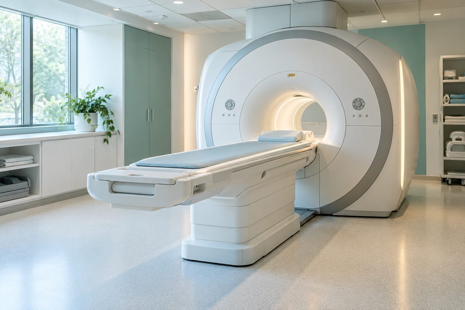 AI-generated illustration of an MRI scanner; not equipment at Rikaz
