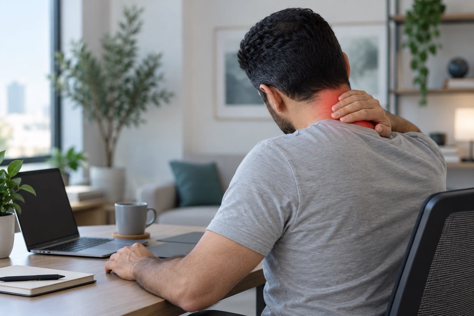 Neck Pain with Hand Numbness: Causes and When to Get Checked AI-generated editorial illustration of neck discomfort
